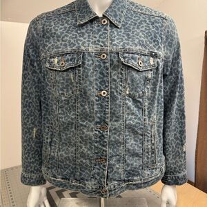 Lucky Brand Leopard Print Denim Jacket XXL